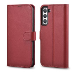 Husa iCarer Haitang Leather Wallet Case Leather Case for Samsung Galaxy S22 + (S22 Plus) Wallet Housing Cover Red (AKSM05RD)