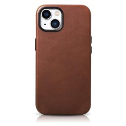 Husa iCarer Oil Wax Premium Leather Case iPhone 14 Plus Magnetic Leather Case with MagSafe Brown (WMI14220703-RB)