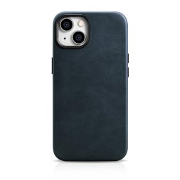 Husa iCarer Oil Wax Premium Leather Case iPhone 14 Plus Magnetic Leather Case with MagSafe Dark Blue (WMI14220703-BU)