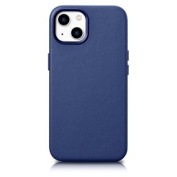 Husa iCarer Case Leather cover for iPhone 14 case made of natural leather blue (WMI14220705-BU) (MagSafe compatible)