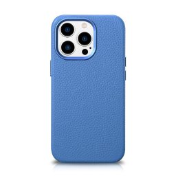 Husa iCarer Litchi Premium Leather Case iPhone 14 Pro Max Magnetic Leather Case with MagSafe Light Blue (WMI14220712-LB)