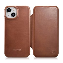 Husa iCarer CE Oil Wax Premium Leather Folio Case iPhone 14 Plus magnetic flip case MagSafe brown (AKI14220707-BN)