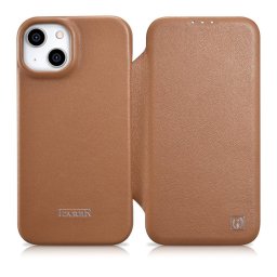 Husa iCarer CE Premium Leather Folio Case iPhone 14 Plus Magnetic Flip Leather Folio Case MagSafe Brown (WMI14220715-BN)