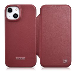 Husa iCarer CE Premium Leather Folio Case iPhone 14 Plus Magnetic Flip Leather Folio Case MagSafe Red (WMI14220715-RD)