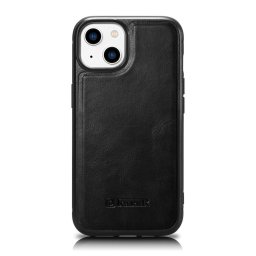 Husa iCarer Leather Oil Wax Genuine Leather Case for iPhone 14 Plus (MagSafe Compatible) Black (WMI14220719-BK)