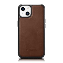 Husa iCarer Leather Oil Wax Genuine Leather Case for iPhone 14 Plus (MagSafe Compatible) Brown (WMI14220719-BN)