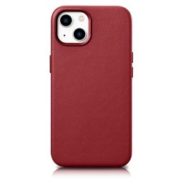 Husa iCarer Case Leather case cover made of natural leather for iPhone 14 Plus red (compatible with MagSafe)