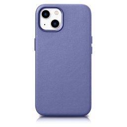 Husa iCarer Case Leather Cover Genuine Leather iPhone 14 Plus Light Purple (MagSafe Compatible)