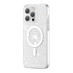 Husa Kingxbar PQY Geek Series magnetic case for iPhone 14 Plus MagSafe silver