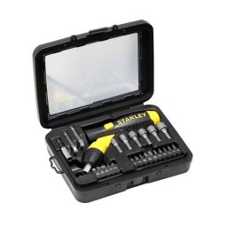 Set Stanley, surubelnita pivotanta cu clichet 1 4 + 24 piese