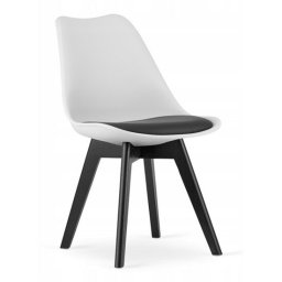 Scaun bucatarie/living, Artool, Mark, PP alb, picioare negre, perna piele ecologica neagra, 49x43x82 cm