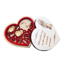 Cutie verighete din lemn, personalizata prin gravura, model dantelat - OMIS303002