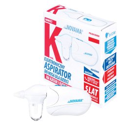 Aspirator nazal electric Novama White K, pentru copii 0-12 ani, 2 varfuri silicon, 2 moduri de operare, silentios, cu baterii, Alb