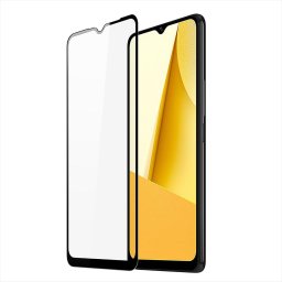 Folie de sticlă securizată Dux Ducis 9D, pe tot ecranul, cu ramă, pentru Vivo Y16 / Y02s - negru (compatibilă cu huse)