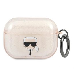 Husa Karl Lagerfeld Glitter Karl Head pentru AirPods Pro, culoare auriu