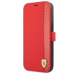 Husa tip carte Ferrari Carbon Stripe pentru iPhone 13 mini, culoare rosu