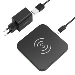 Husa Choetech Qi 10W wireless charger kit for headphones phone (T511-S) + QC3.0 18W 3A wall charger (Q5003) + USB cable - microUSB 1.2m black (T511-S-EU201ABBK)