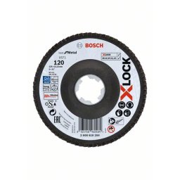 Discuri de slefuire evantai X-LOCK, versiunea Inclinata, placa cu fibre, Ø 125 mm, G 120, X571, Best for Metal, 1 buc