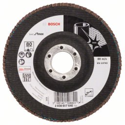 Disc de slefuire evantai Bosch Best Inox 125 mm, 22,23 mm, 80