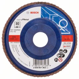 Disc de slefuire evantai X551, Bosch Expert pentru metal D= 115 mm; G= 80, drept