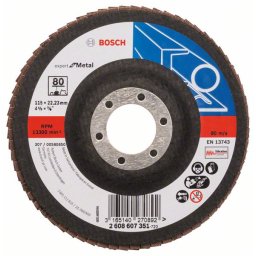 Disc de slefuire evantai X551, Bosch Expert metal D= 115 mm; G= 80, cu degajare