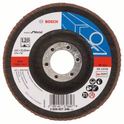 Disc de slefuire evantai X551, Bosch Expert metal D= 115 mm; G= 120, cu degajare