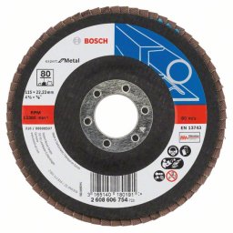 Disc de slefuire evantai X551, Bosch Expert metal D= 115 mm; G= 80, cu degajare
