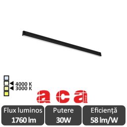 ACA Proiector liniar șina magnetică Lucca 30W 3000/4000K Alb/Negru