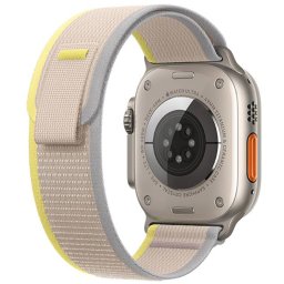 Curea nylon Hoco Nylon Strap compatibila cu Apple Watch 1/2/3/4/5/6/SE/7/8, 42/44/45/49mm, Galben/Alb