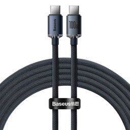 Crystal Shine Series CAJY000601, USB Type-C la USB Type-C, 1.2m, 100W, Negru