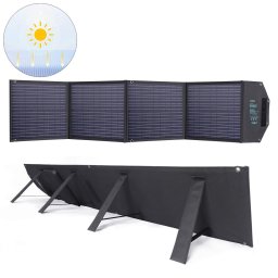 Panou solar fotovoltaic pliabil SC009-V2, 100W, 2x USB / 1x USB tip C power delivery Quick Charge, DC si conectori, Negru