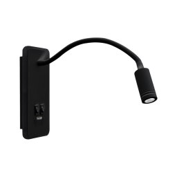Lampă LED de perete flexibilă cu USB BASE LED/8W+LED/2W/230V, neagră