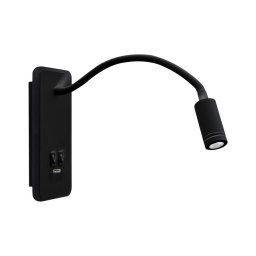 Veioză LED flexibilă de perete cu USB BASE 1xLED/8W+1xLED/2W/230V negru