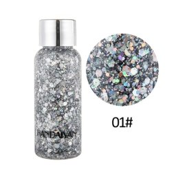 Gel cu sclipici pentru fata, par si corp, EVNC, Glitter Gel Art, argintiu