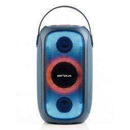 Boxa portabila Serioux PartyBoom, putere RMS: 55W, raport S/N >70dB, T.H.D.: <0.3%, frecventa : 40Hz~20KHz, baterie: 7.4V 3600Mah , functie TWS, functie Extra Bass, 8 moduri de iluminare RGB , IPX5 Waterproof/Bluetooth/USB/TF card/AUX