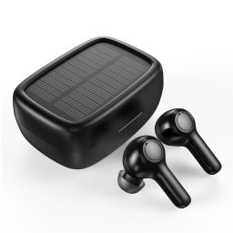 Casti wireless Choetech TWS headphones cu panou solar negru (BH-T09)