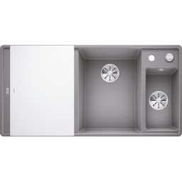 Chiuveta Bucatarie BLANCO AXIA III 6 S-F SILGRANIT cuva dreapta cu tocator sticla, scurgator inox si cu exc.