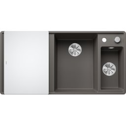 Chiuveta Bucatarie BLANCO AXIA III 6 S-F SILGRANIT cuva dreapta cu tocator sticla, scurgator inox si cu exc.