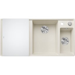Chiuveta Bucatarie BLANCO AXIA III 6 S-F SILGRANIT cuva dreapta cu tocator sticla, scurgator inox si cu exc.
