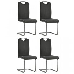 Scaune de bucătărie 4 buc piele artificială 43x55x100 cm, gri
