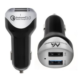 2x USB Energy QC3.0 cablu inclus 1.5m 4.8A 24W Argintiu