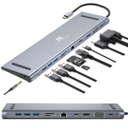 Statie de andocare HUB Type-C 11in1 USB-C MCTV-850, argintiu