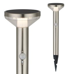 Lampa solara LED Maclean, cu senzor, 3 moduri, Li-ion 18650, IP44, 3.7V, 1200 mAh, Crom mat, MCE465 C/M