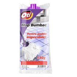 Rezerva mop bumbac OTI cu montura mov si fibre albe, 150 g