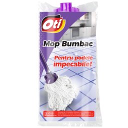 Rezerva mop bumbac OTI cu montura mov si fibre albe, 250 g