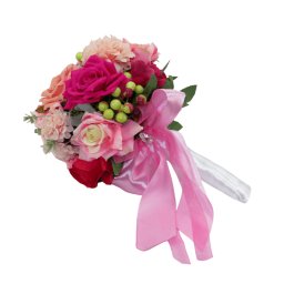 Buchet mireasa cu flori de matase, trandafiri si hortensii - ILIF303056
