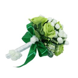 Buchet domnisoara de onoare, flori spuma&matase, alb-verde - ILIF303055