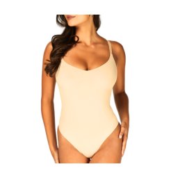 Body modelator bumbac, efect de lifting TangaFit, Beige