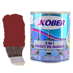 Vopsea antirugina, tip lucios, Rosu Maro RAL 3011, 2.5 litri, 3 in 1 Kober,