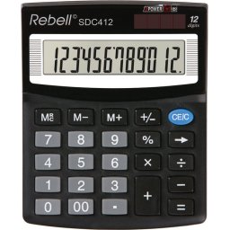 Calculator de birou Calculator de birou, 12 digits, 125 x 100 x 27 mm, Rebell SDC 412 - negru